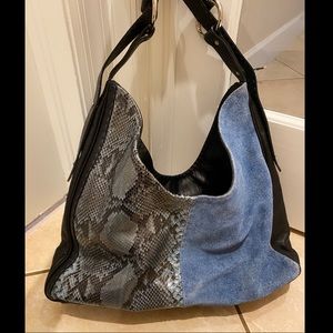 Snakeskin Denim Shoulder Purse